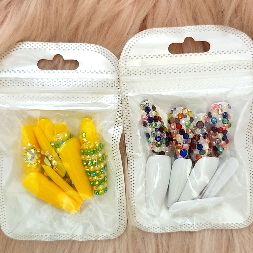 SALE!! Brand New 2CT. BUNDLE BLING FALSE NAILS-XL